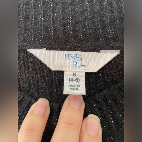 Time and Tru. Black Shimmery Sweater - Picture 3 of 4